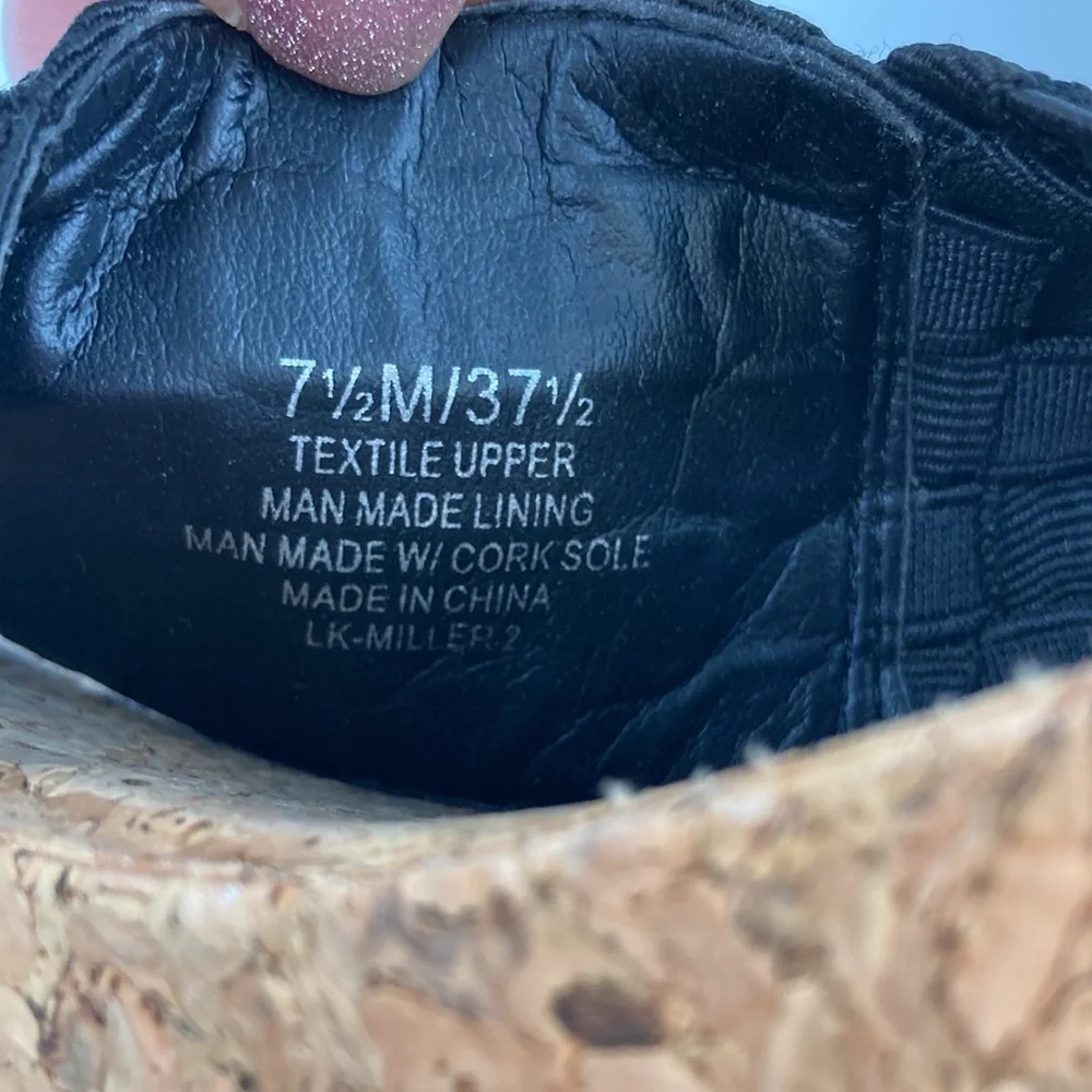 Lucky Brand Women’s Black Strap Cork Platform Sandals sz 7.5